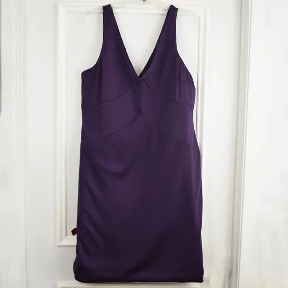 JS Collections Evening Cocktail Dress Women 16 Satin Eggplant Purple Event Prom - Picture 3 of 12